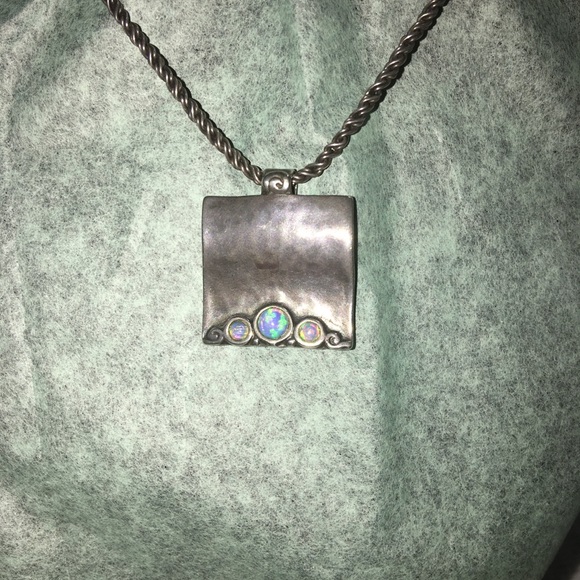 3-Opal Didae Square Modernist Necklace - Picture 2 of 5